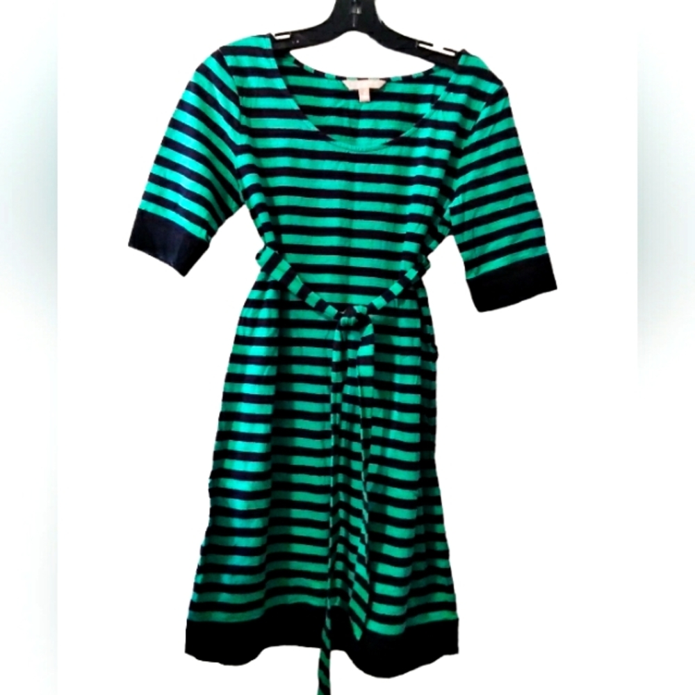 Banana Republic green & navy striped dress M